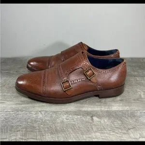 Cole Haan C26164 Jefferson Grand Double Monk Strap Brown Mens Loafers Shoes 9 Cole Haan Mens Jefferson Grand Brown Leather Shoes 9 M  main image 2